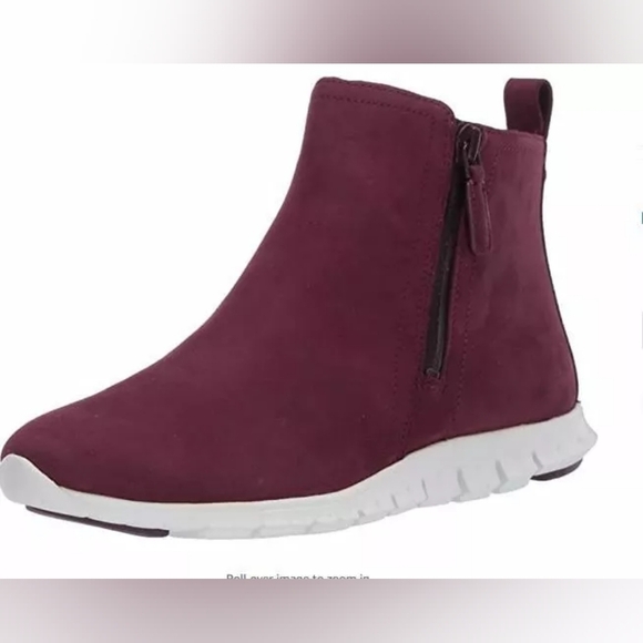 Cole Haan Zero Grand waterproof side zip cranberry wine ankle boots sz 8.5 - Picture 1 of 8